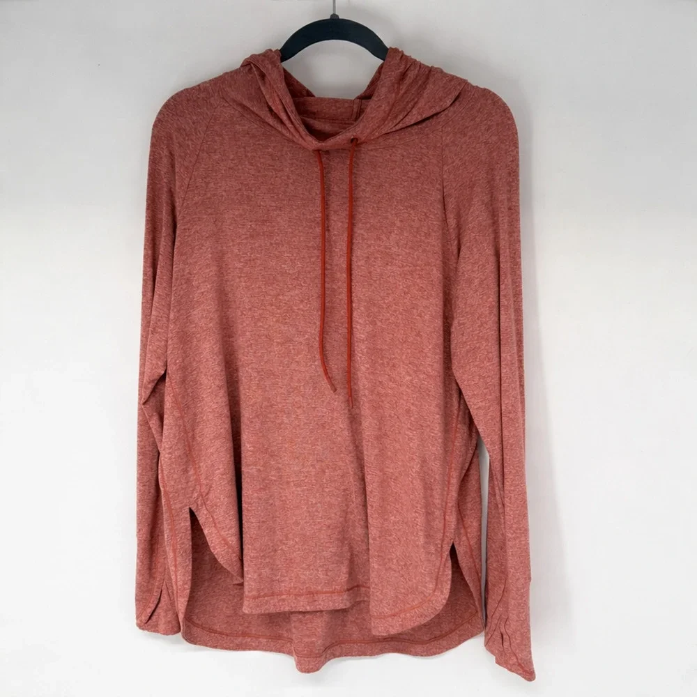 Athleta Uptempo Hoodie Sweatshirt Womens Large Cameo Orange Athleisure 382882 - Picture 4 of 13